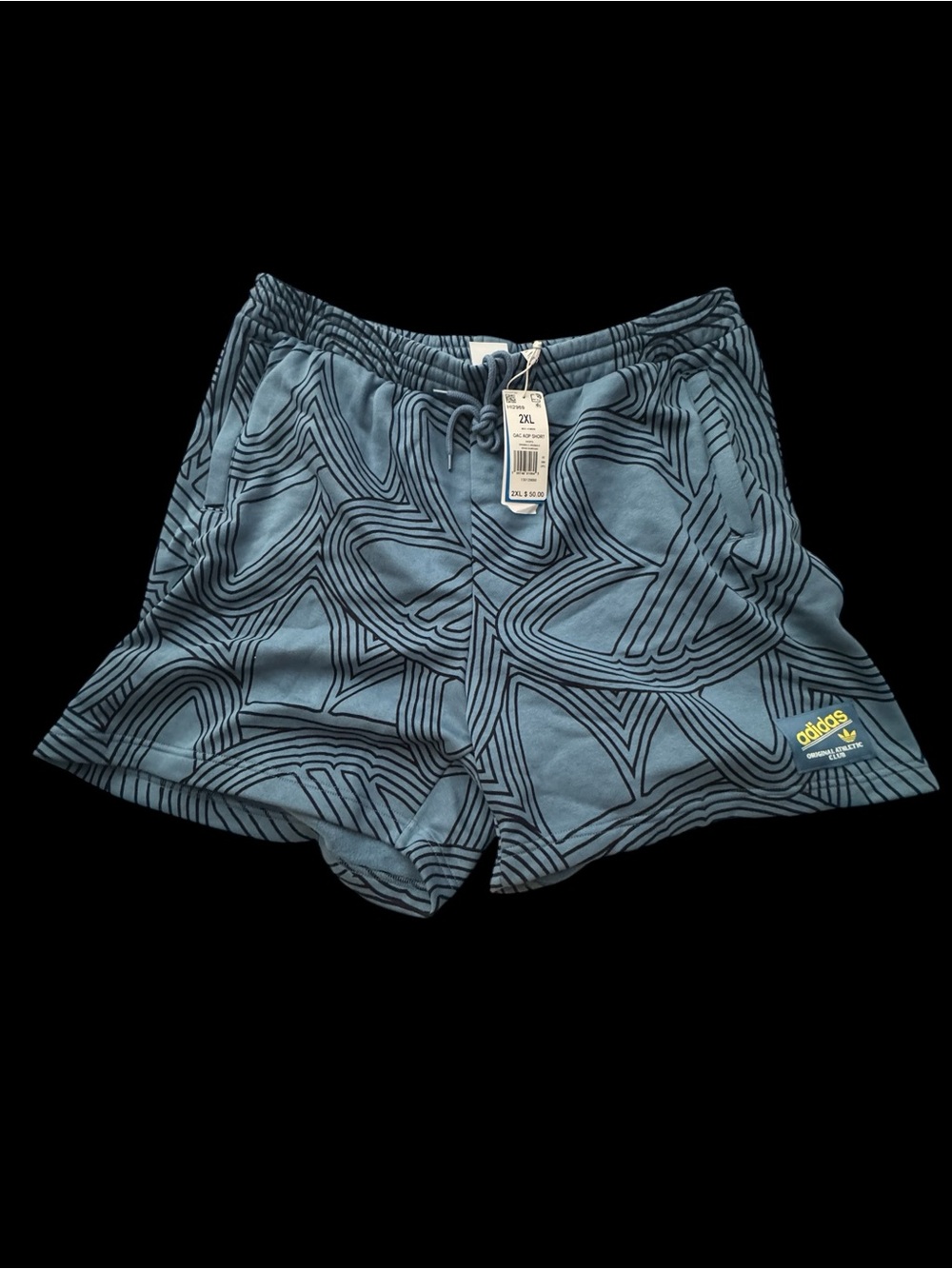 New men’s Adidas Blue Patterned Drawstring Shorts 2XL